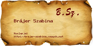 Brájer Szabina névjegykártya